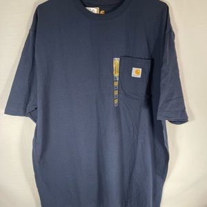 NWT Carhartt K87 Short Sleeve Navy Blue Pocket Tee 2XL Original Fit